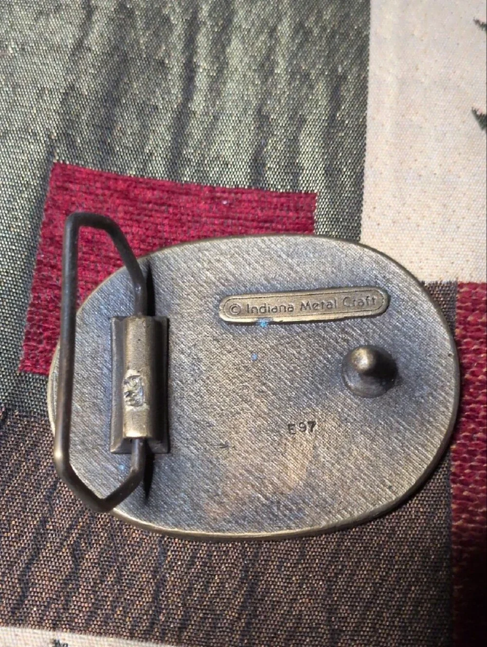 Vintage Bronze Tone Deer Relief Belt Buckle - Brown